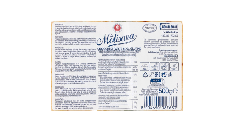 Molisana gnocchi senza glutine - gr.500