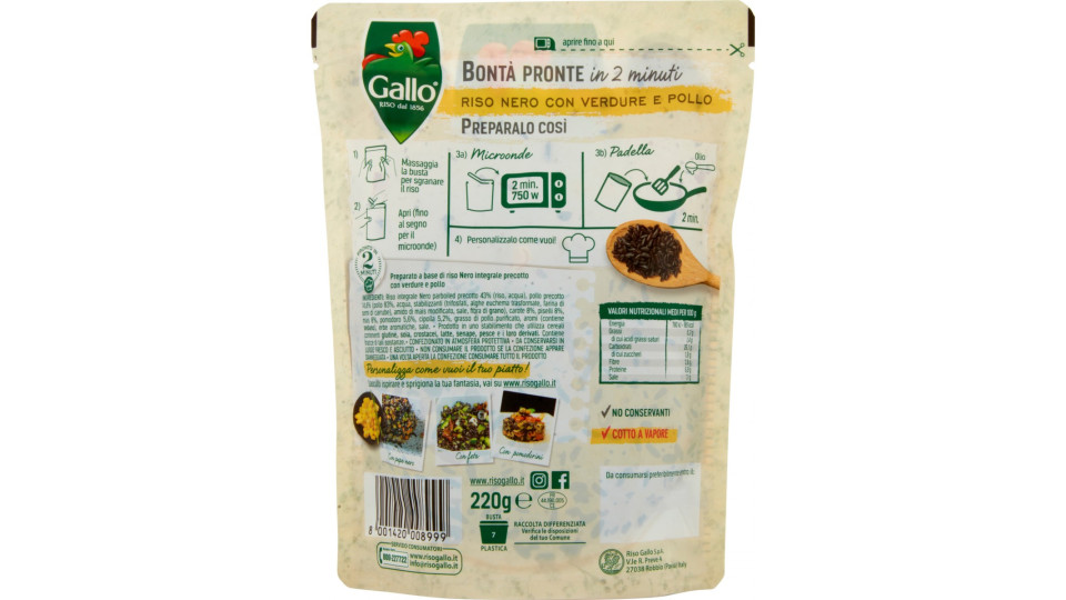 Gallo Bontà Pronte in 2 minuti Riso Nero con Verdure e Pollo...