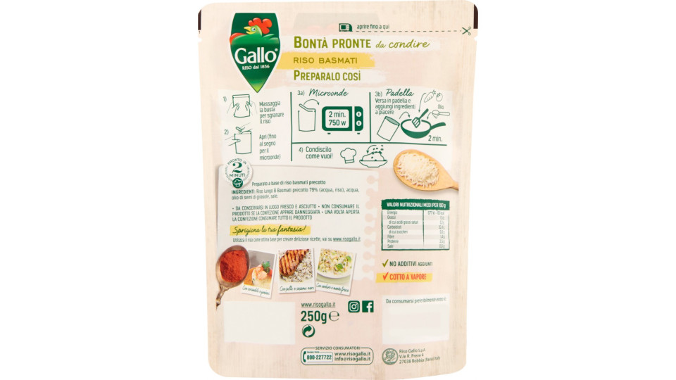 Gallo Bontà Pronte Basmati 250 gr.