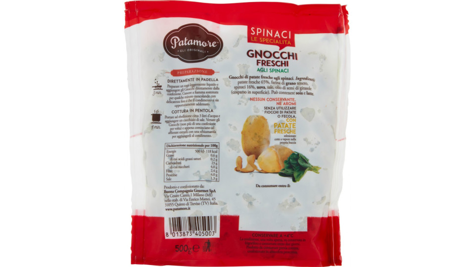 Patamore Le Specialità Gnocchi freschi spinaci 500 gr.