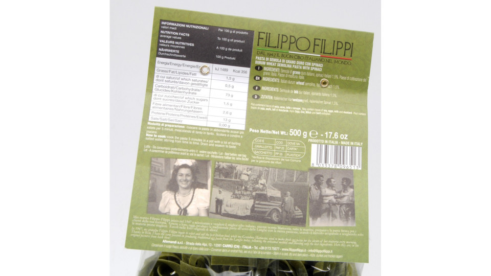 Filippi tagliatelle di semola agli spinaci gr.500
