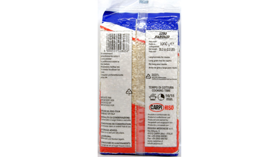 Carpi riso arborio kg.1 sottovuoto
