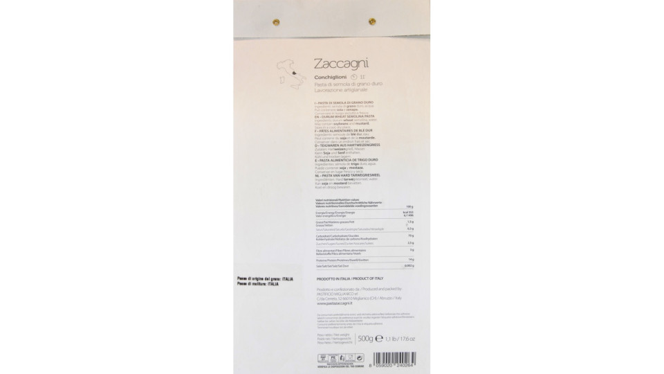 Pasta Zaccagni conchiglioni 500g