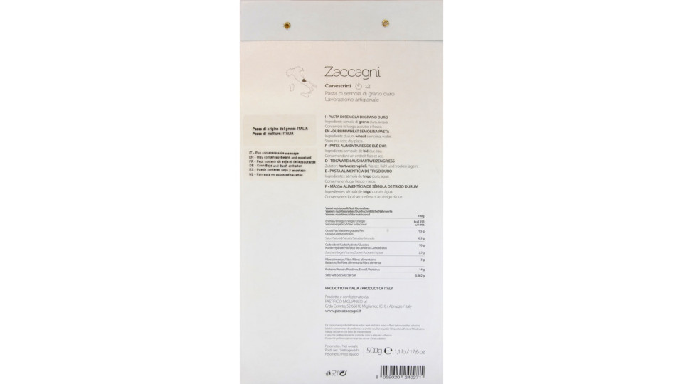 Pasta Zaccagni canastrini 500g