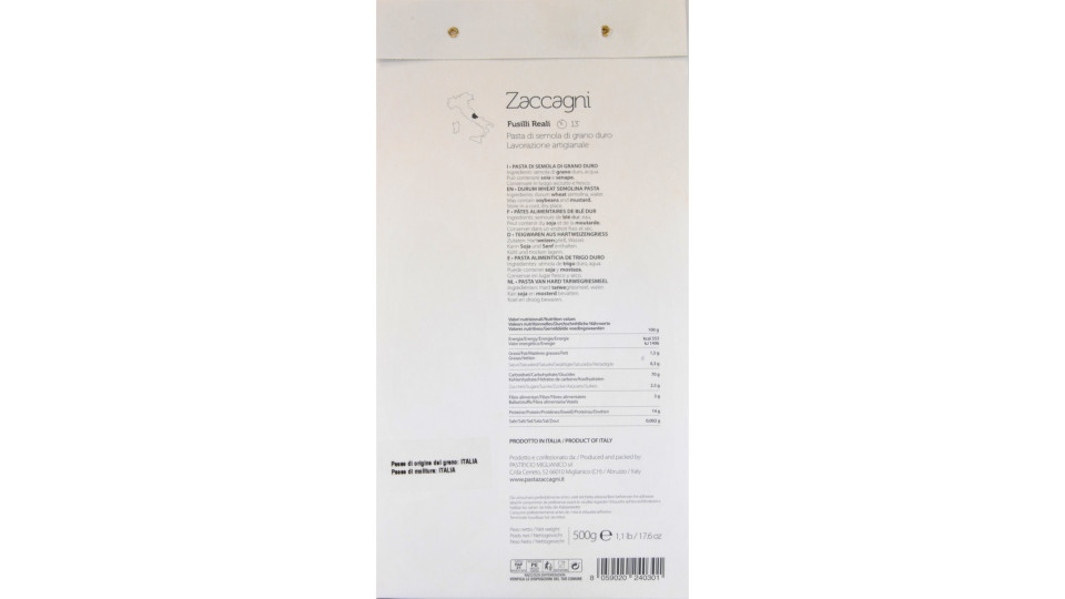 Pasta Zaccagni fusilli reali 500g