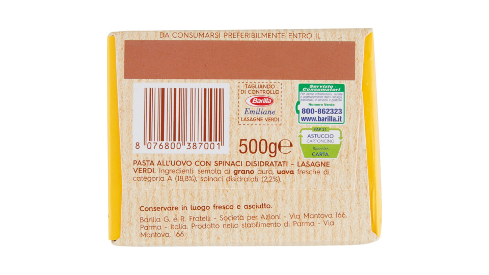 Barilla lasagne verdi gr.500