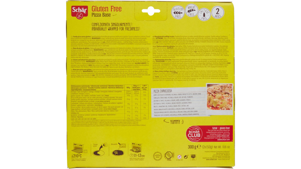 Schar base per pizza senza glutine gr.150x2