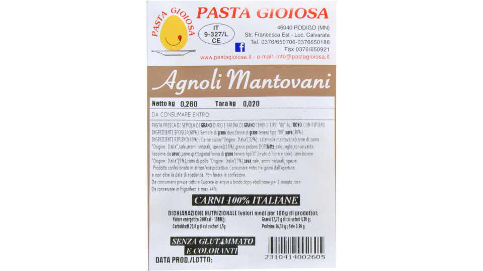 Agnoli mantovani gr.260 Pasta Gioiosa