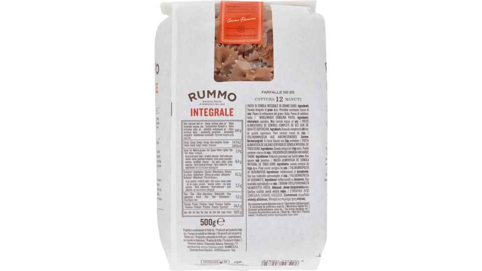 Rummo pasta farfalle integrali n.85 gr.500