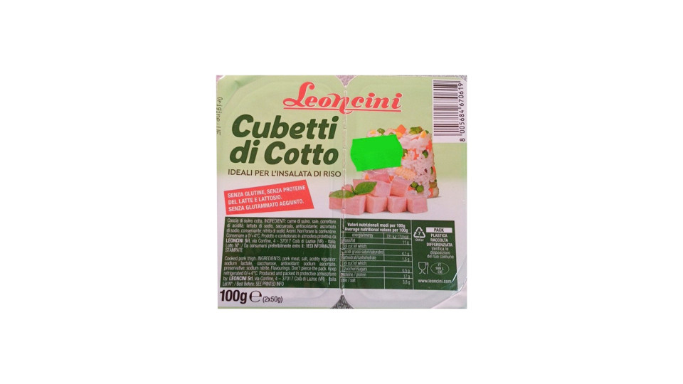 Leoncini prosciutto cotto a cubetti gr 50x2