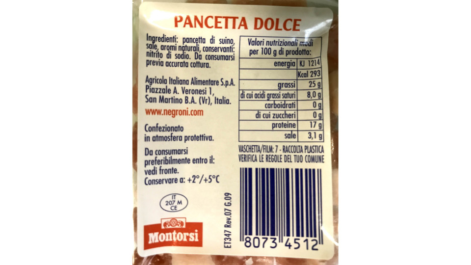 Negroni Pancetta Dolce in Cubetti 90 g