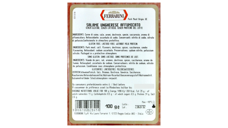 Ferrarini - Salame ungherese affumicato Affettato in vaschetta...