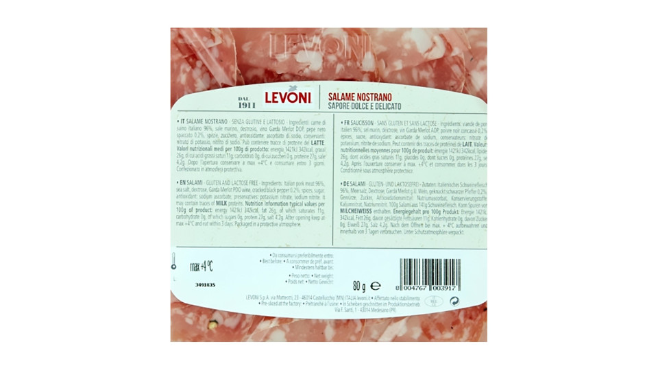 Levoni salame nostrano gr 80