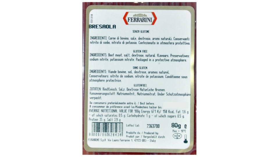 Ferrarini - Bresaola Affettata in vaschetta gr.80