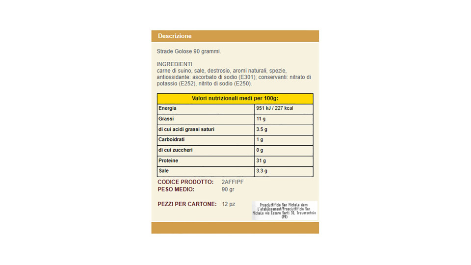 Terre ducali fiocco di prosciutto gr.90
