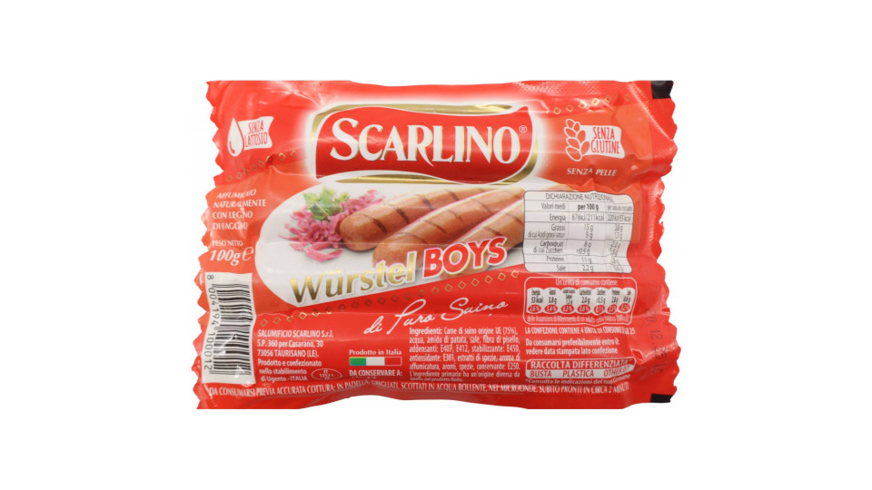 Scarlino wurstel puro suino pz.4 gr.100