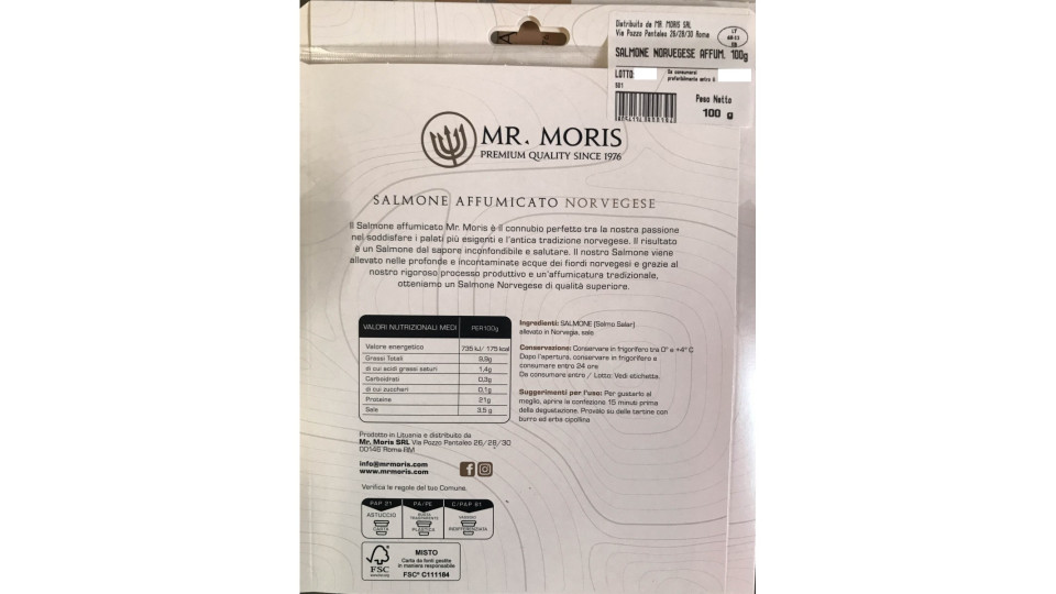 Salmone dei fiordi norvegesi affumicato preaffettato gr.100 -...