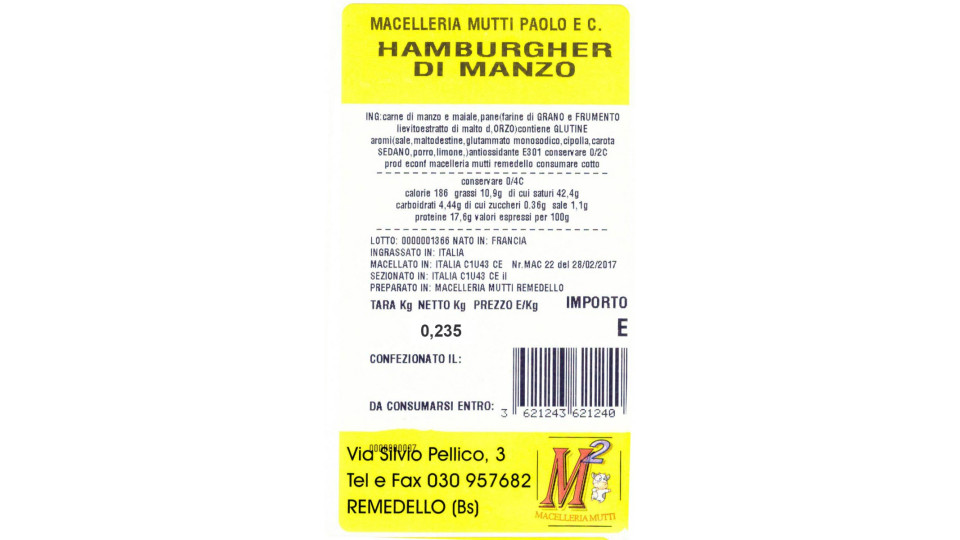 Hamburger manzo e maiale gr. 235