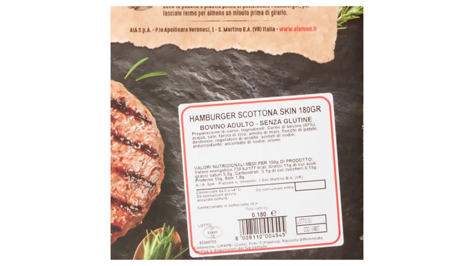 Aia Carne al Fuoco Scottona Hamburger GR.180