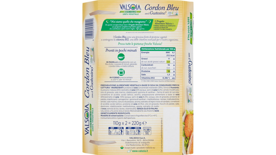 Valsoia Bontà e Salute Cordon Bleu con il Gustosino 2 x 110 g