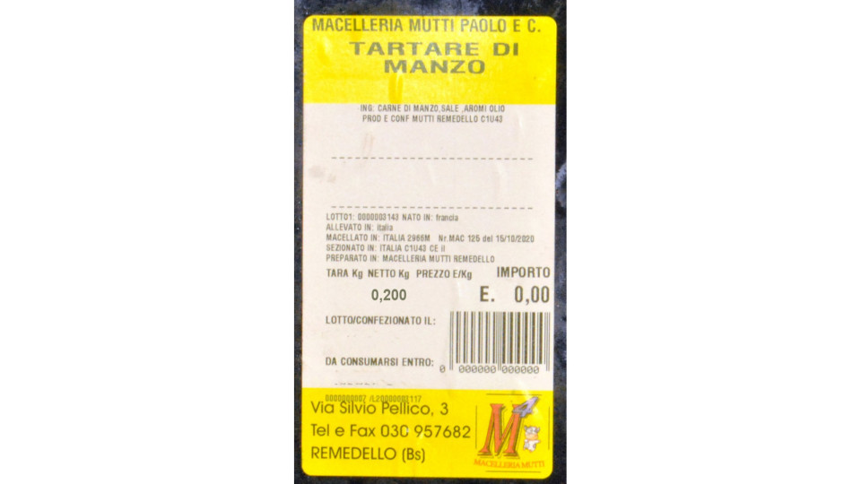 Tartare di manzo gr.200