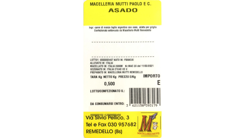 Macelleria Mutti asado gr.500