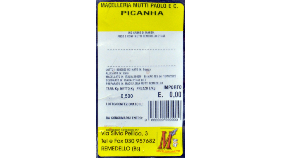 Macelleria Mutti picanha gr.500