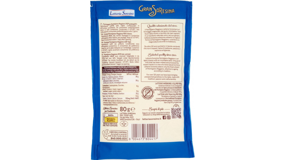 Gran Soresina Parmigiano Reggiano DOP Grattugiato 80 g