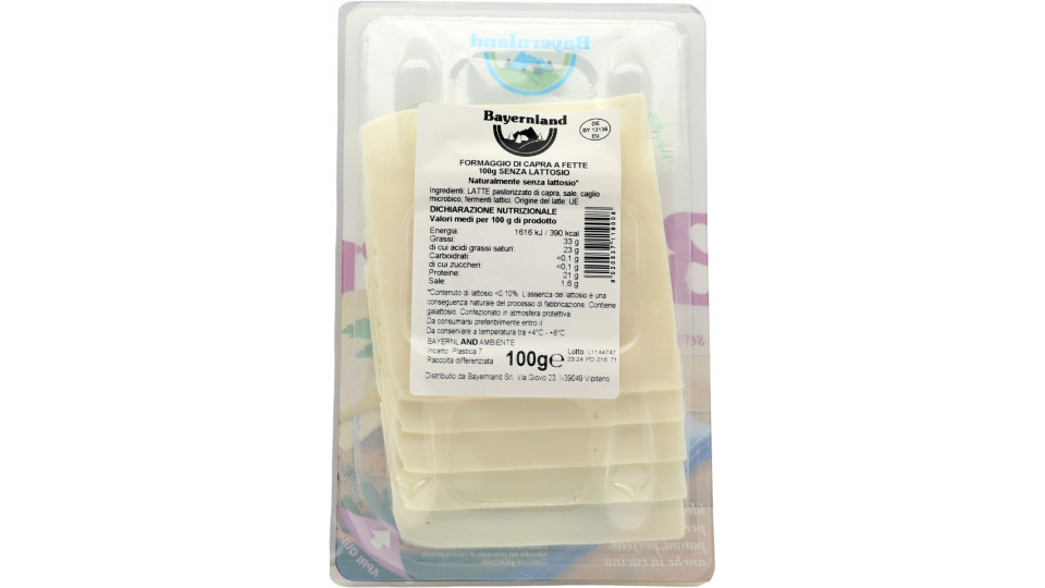 Bayernland formaggio di capra a fette senza lattosio gr.100