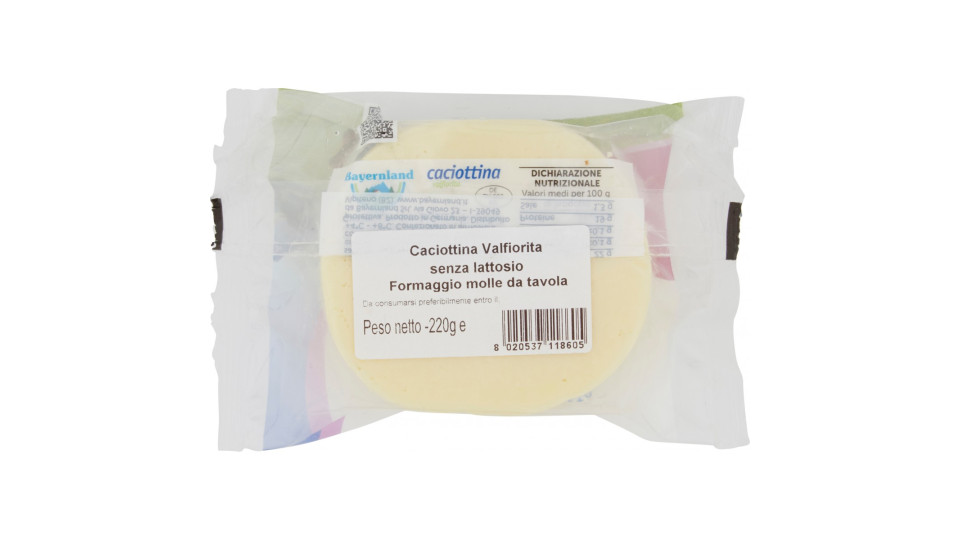 Bayernland caciottina valfiorita senza lattosio 220 gr.