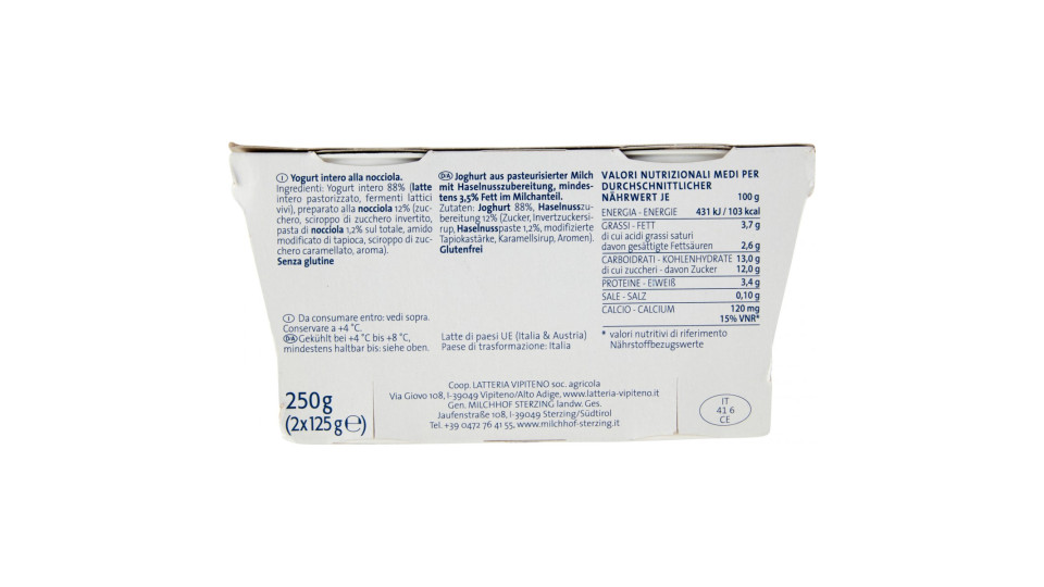 Vipiteno yogurt nocciole gr.125x2