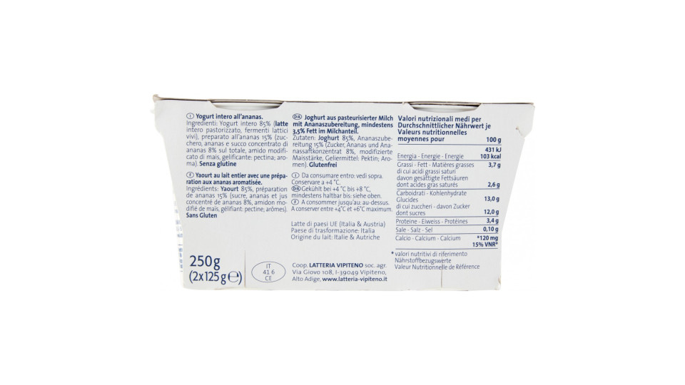 Sterzing Vipiteno Yogurt Ananas 2 x 125 g