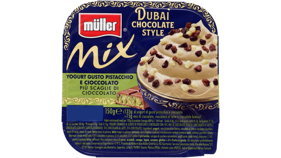 Müller Mix Dubai Chocolate Style Yogurt Gusto Pistacchio e...