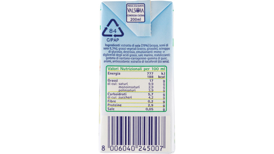 Valsoia Bontà e Salute Cucina panna cucina - ml.200