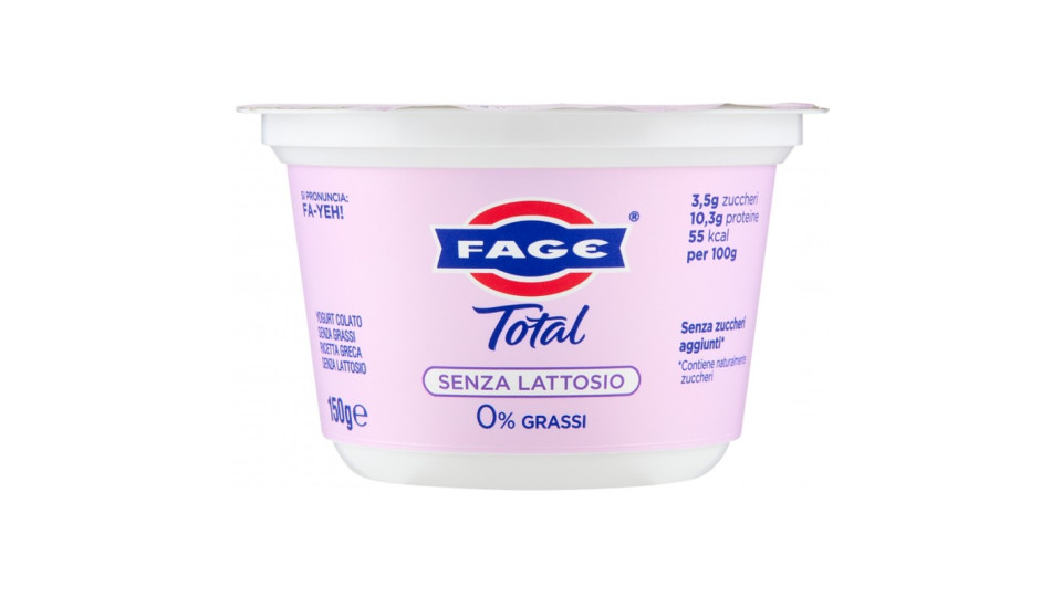 Fage Total Senza Lattosio 0% Grassi 150 g