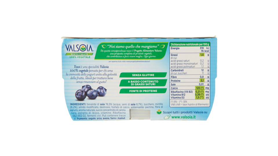 Valsoia Yosoi gusto Mirtillo 2x125gr