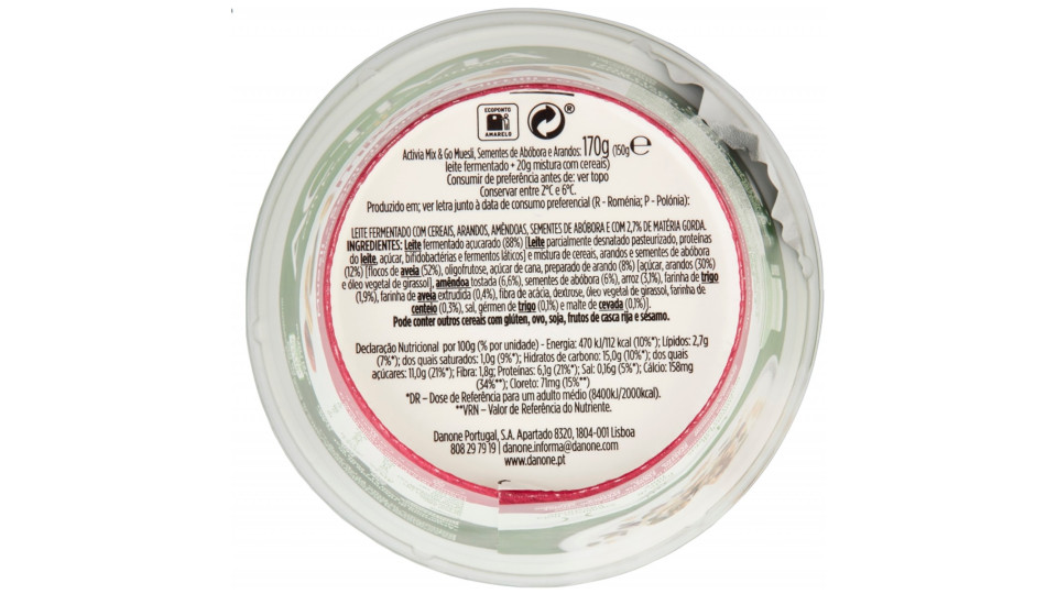 ACTIVIA Mix&Go con Probiotico Bifidus, Yogurt con Muesli,...