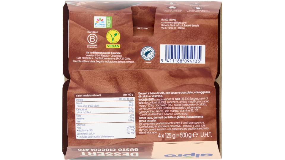 Alpro budino soia cioccolato - gr.125 x4