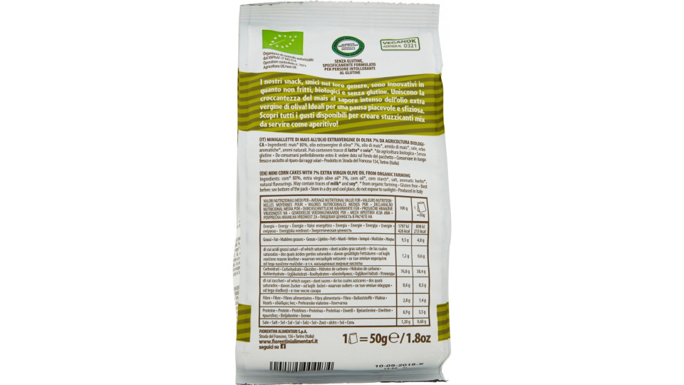 Fiorentini Mini Mais Snack Biologico Olio Extravergine di...