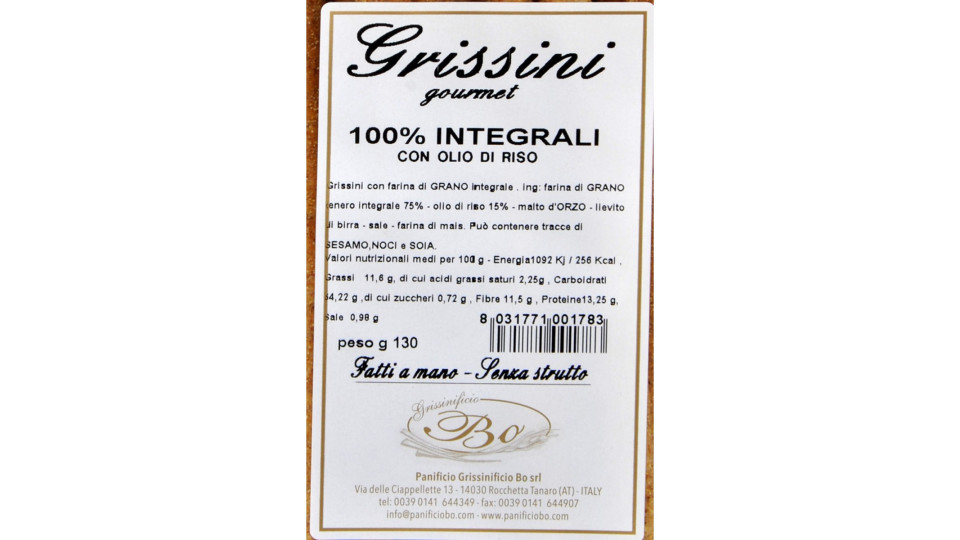 Bo grissini gourmet integrali gr.130