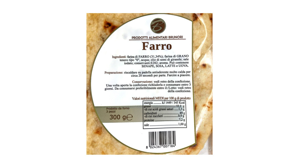 Brunori piadina al farro x3 gr.300