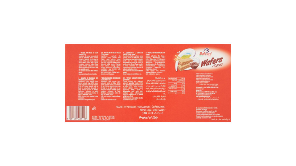 Balconi wafers al cacao 5x45 gr.