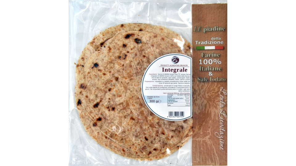 Brunori piadina integrale x3 gr.300