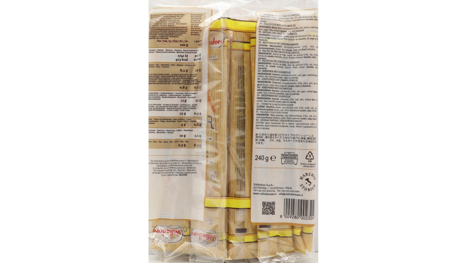 Valledoro Grissini Stirati Torinesi 240 g