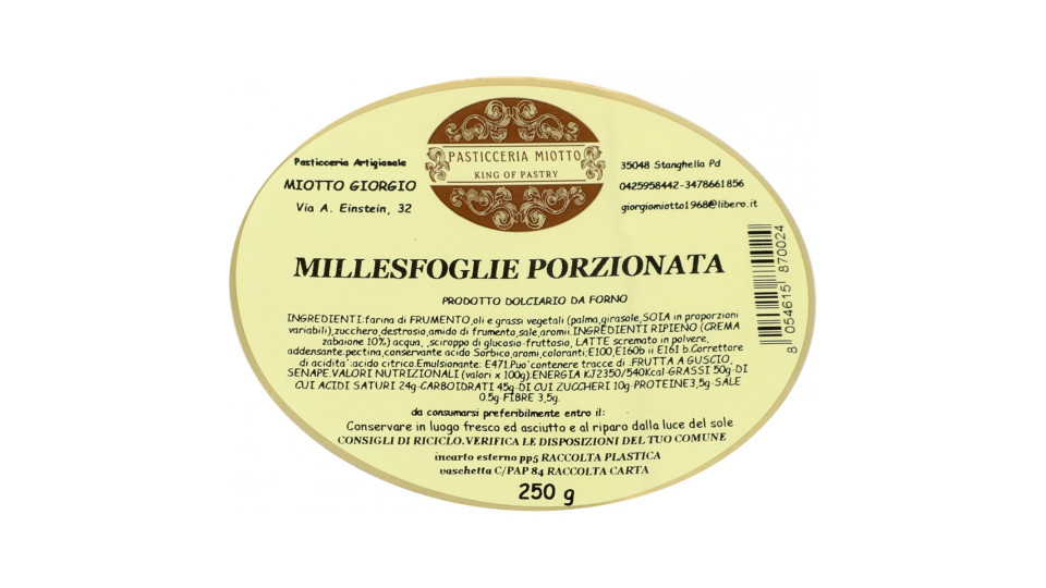 Miotto millefoglie zabaione gr.250
