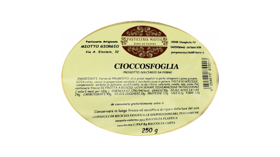 Miotto cioccosfoglia gr.250