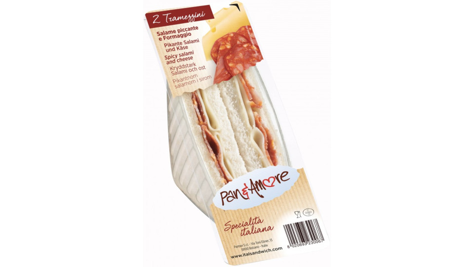 Pane Amore tramezzino con salame piccante e formaggio edamer...