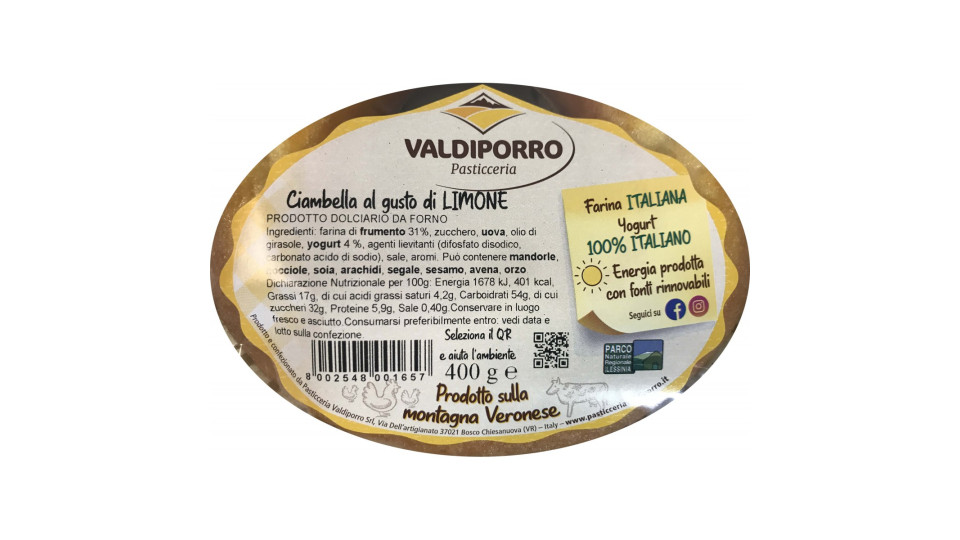 Valdiporro ciambella al limone gr.400