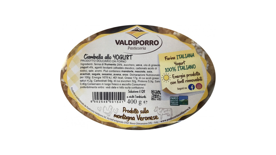 Valdiporro ciambella allo yogurt gr.400