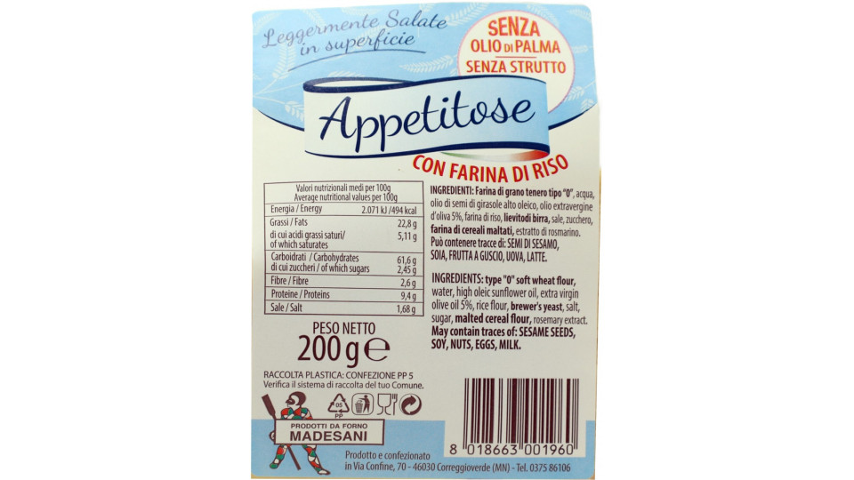 Madesani appetitose con farina di riso gr.200